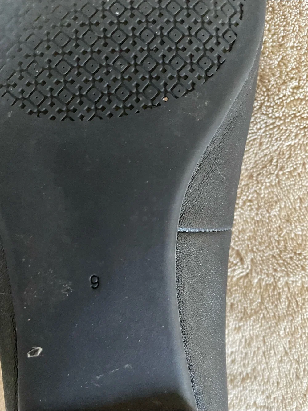 Tory Burch Black Leather Ballet Flats with Gold Logo Medallion